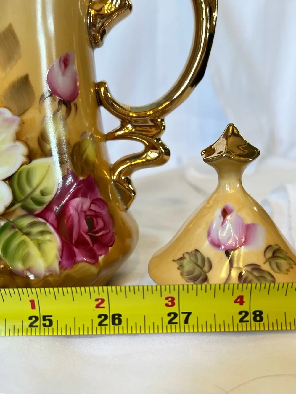 Lefton Gold Floral Porcelain Creamer and Sugar Set